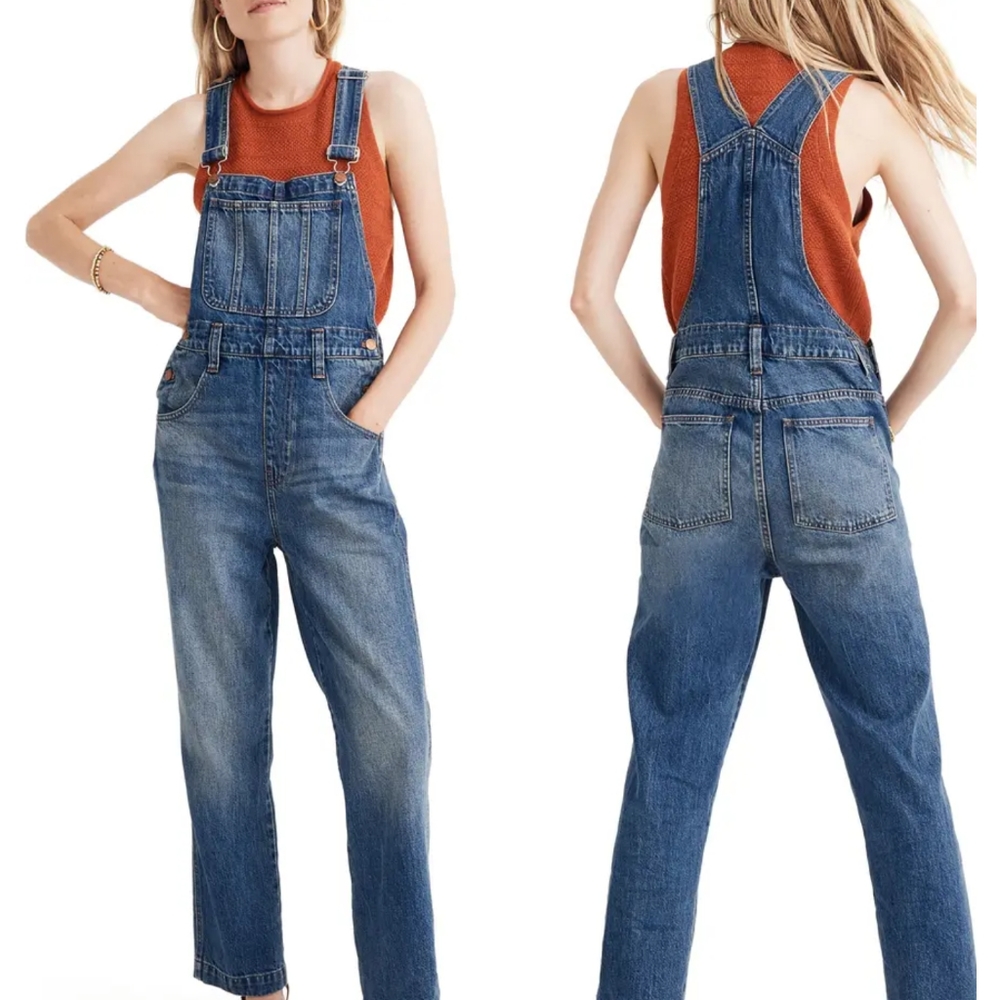 Straight-leg overalls in elmridge wash